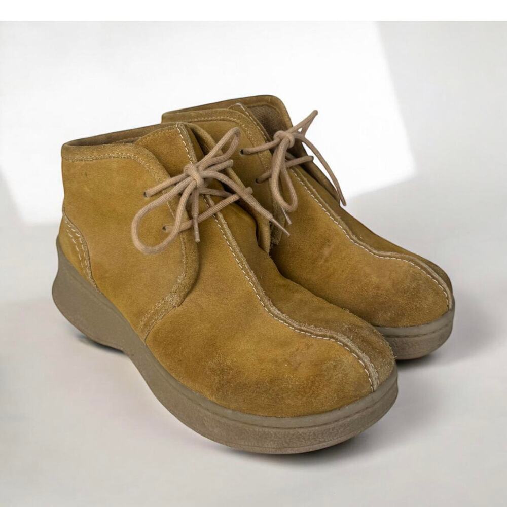 Women's Lower East Side Y2K Chukka Suede Leather Moc Toe Tan Size 7.5
